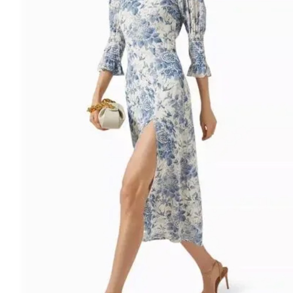 Reformation Blue and White Floral Dress